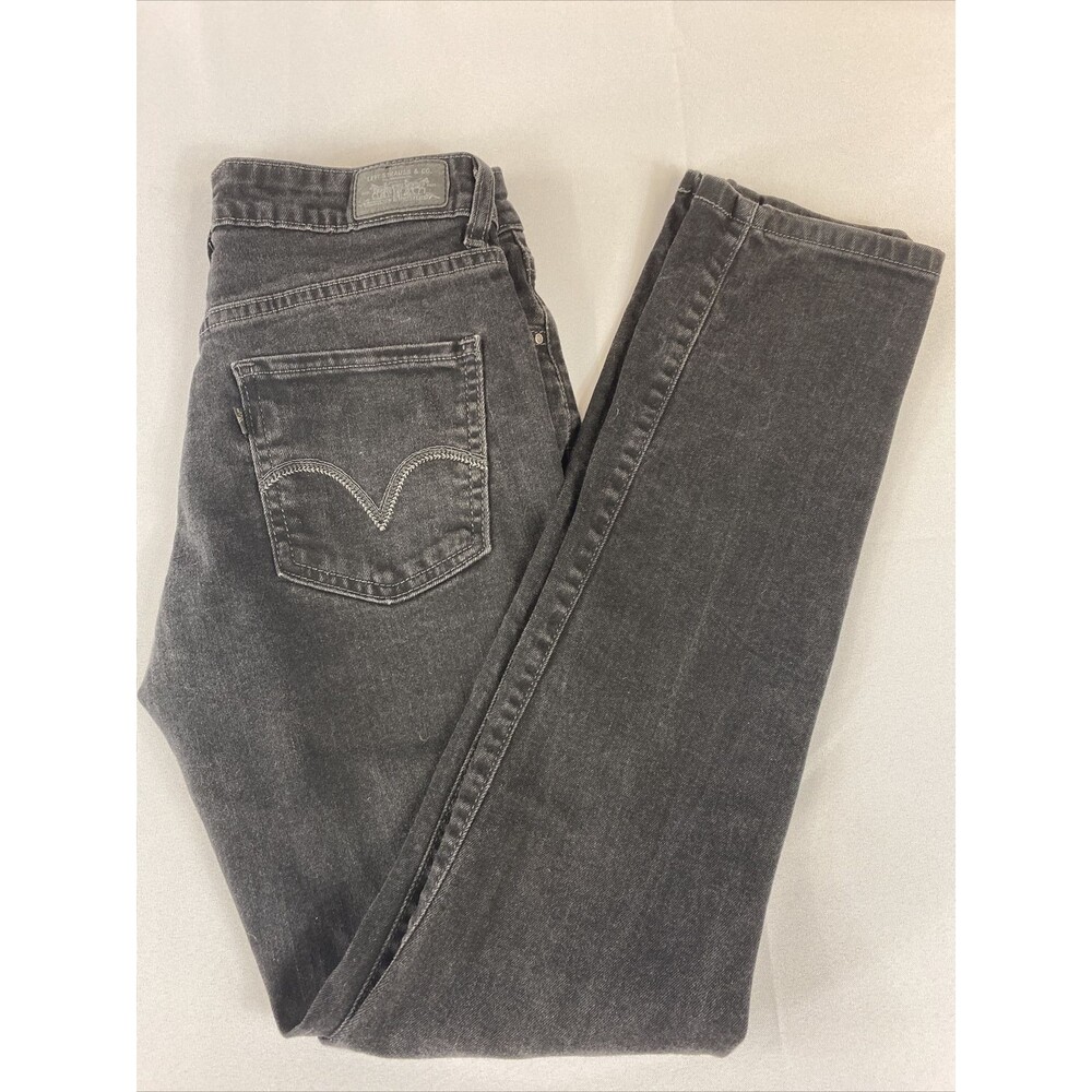 Levis Womens Black Denim 5 Pocket Stretch Mid Rise Skinny Jeans 4M